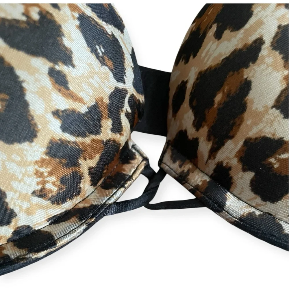 Victorias Secret Miraculous Plunge Leopard Print Push Up Bra Women’s 34B padded - Picture 3 of 5